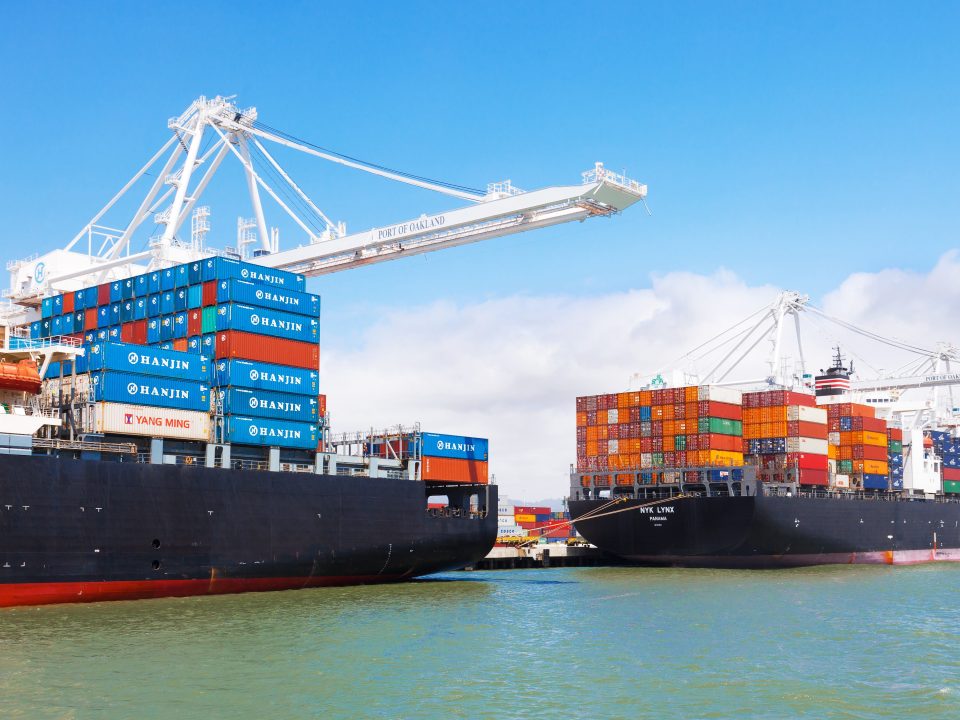 Picture of cargo freight ships at port