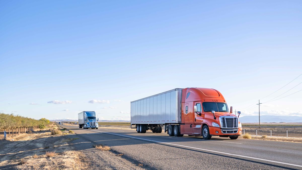 Picture of a diesel truck driving in the road