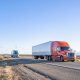 Picture of a diesel truck driving in the road