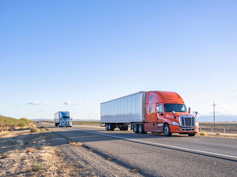 Picture of a diesel truck driving in the road