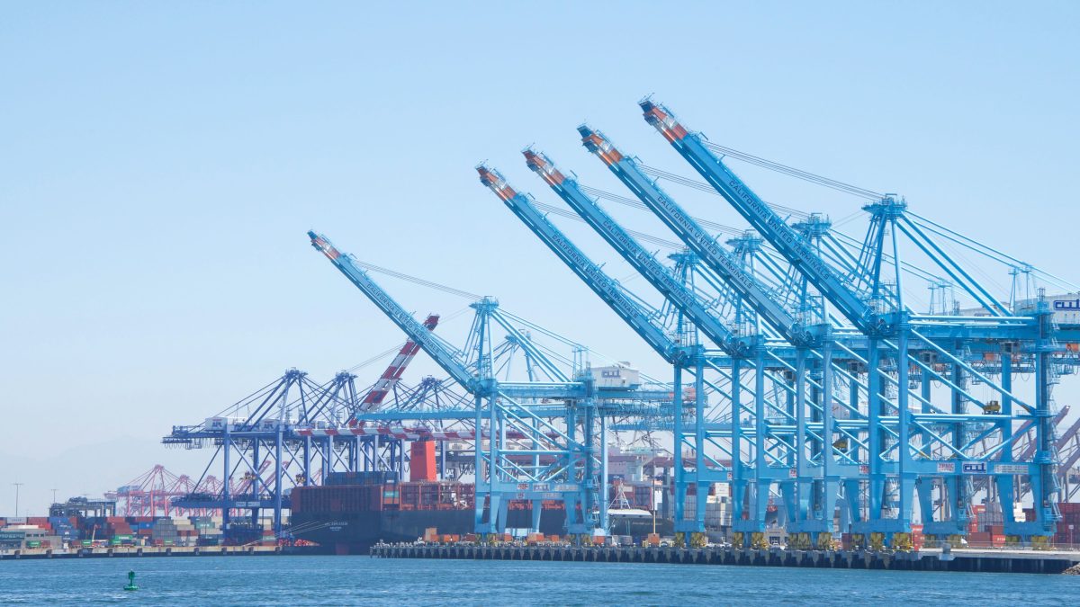 A photo of the California United Terminal at the Port of Los Angeles, Americas Port and the premier gateway for international commerce, located in San Pedro Bay.